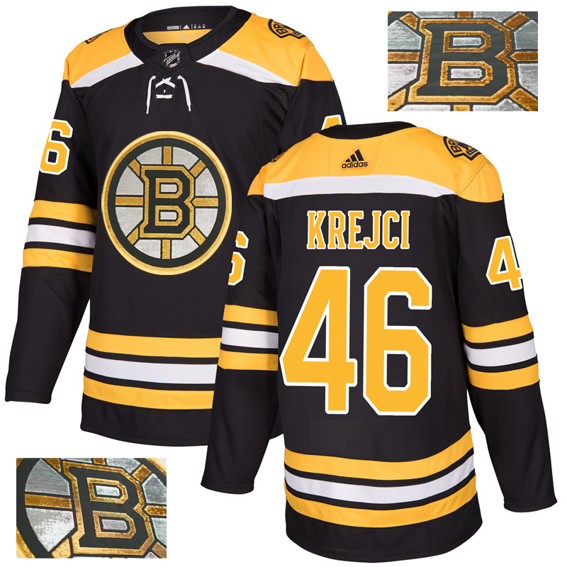Bruins 46 David Krejci Black With Special Glittery Logo Adidas Jersey