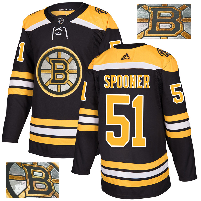 Bruins 51 Ryan Spooner Black With Special Glittery Logo Adidas Jersey