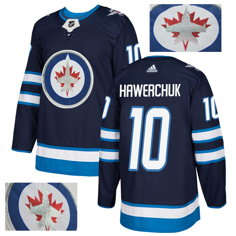 Jets 10 Dale Hawerchuk Navy With Special Glittery Logo Adidas Jersey