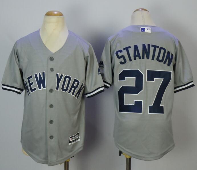 Yankees 27 Giancarlo Stanton Gray Youth Cool Base Jersey