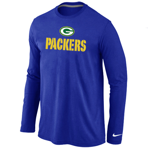 Nike Green Bay Packers Authentic Logo Long Sleeve T-Shirt Blue