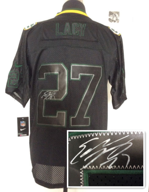 Nike Packers 27 Lacy Black Lights Out Elite Signature Edition Jerseys