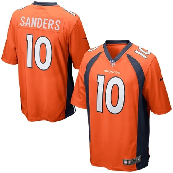Nike Broncos 10 Sanders Orange Game Jerseys
