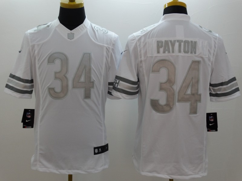 Nike Bears 34 Payton White Platinum Limited Jerseys