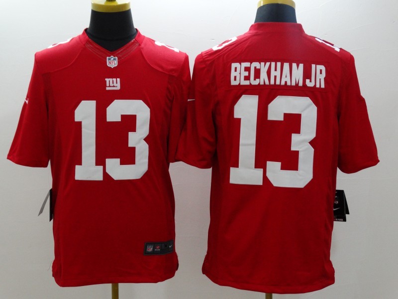 Nike Giants 13 Odell Beckham Jr Red Elite Jersey