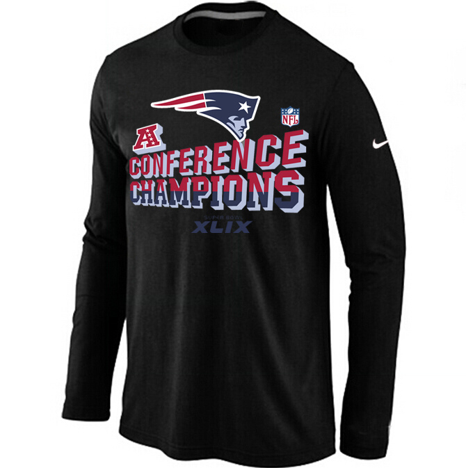 Nike Patriots 2015 Super Bowl XLIX Long Sleeve Black T-Shirts