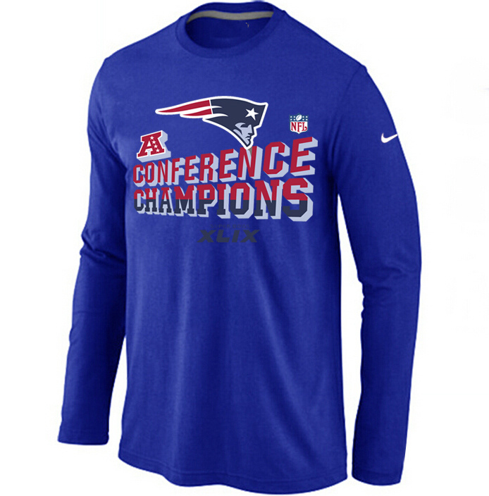 Nike Patriots 2015 Super Bowl XLIX Long Sleeve Blue T-Shirts