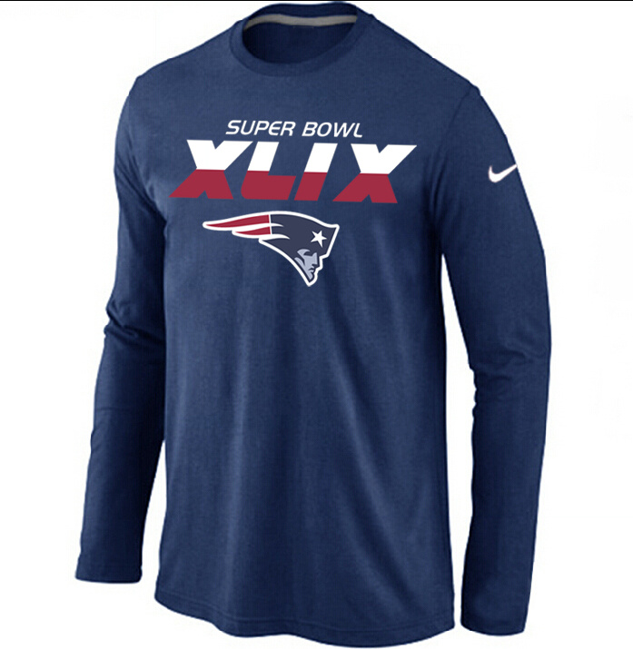 Nike Patriots 2015 Super Bowl XLIX Long Sleeve D.Blue T-Shirts02