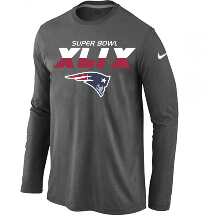 Nike Patriots 2015 Super Bowl XLIX Long Sleeve D.Grey T-Shirts02