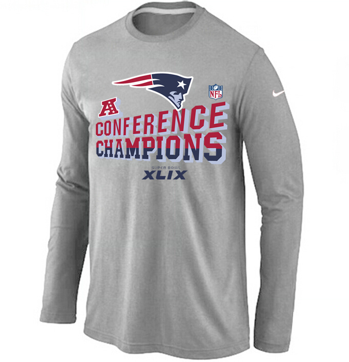 Nike Patriots 2015 Super Bowl XLIX Long Sleeve Grey T-Shirts