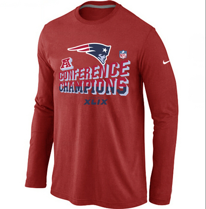 Nike Patriots 2015 Super Bowl XLIX Long Sleeve Red T-Shirts02
