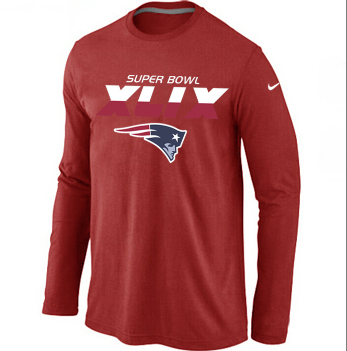Nike Patriots 2015 Super Bowl XLIX Long Sleeve Red T-Shirts03