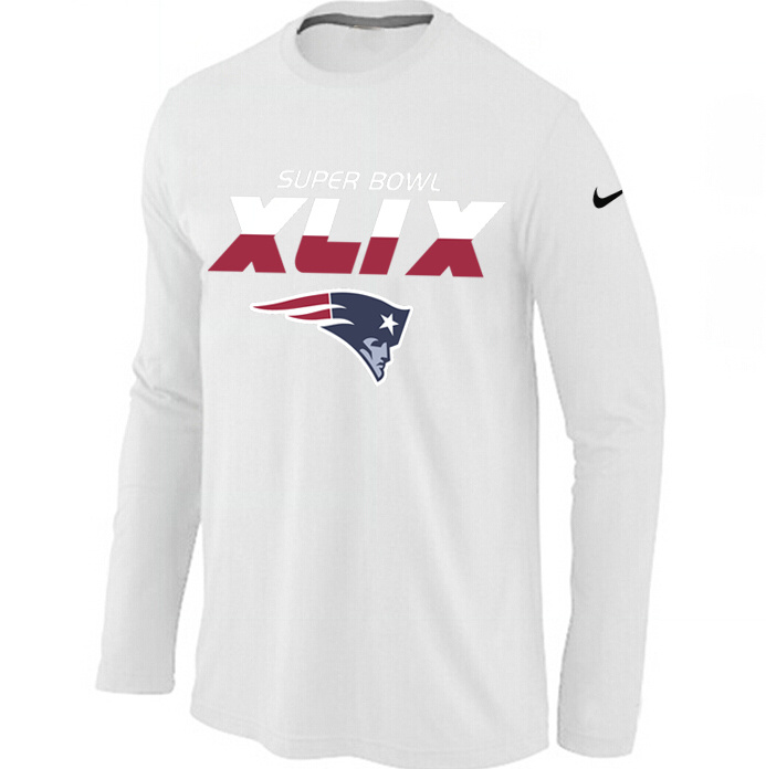 Nike Patriots 2015 Super Bowl XLIX Long Sleeve White T-Shirts03