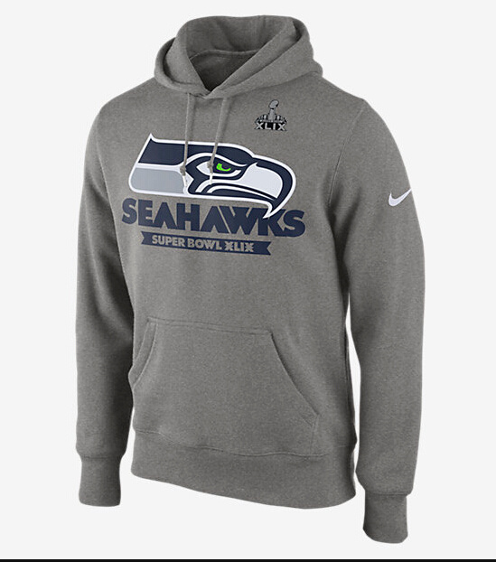 Nike Seahawks 2015 Super Bowl XLIX Hoodies Grey02