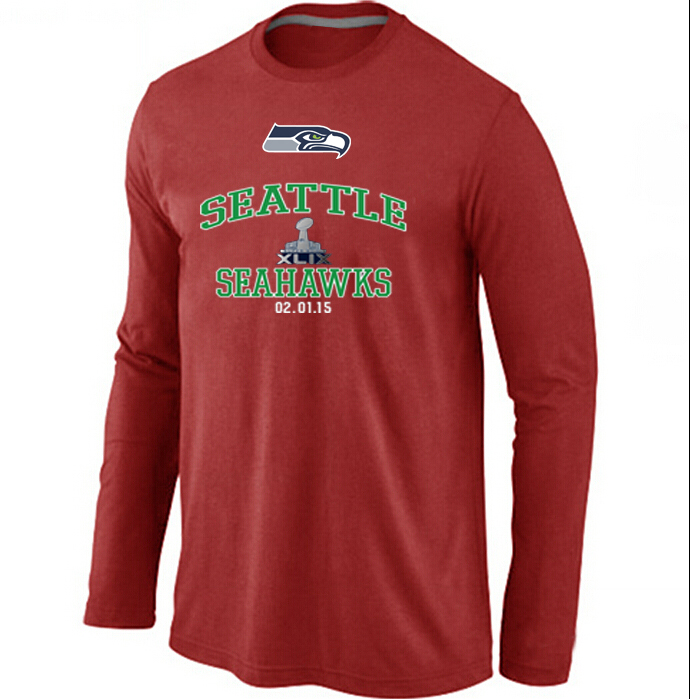Nike Seattle Seahawks 2015 Super Bowl XLIX Long Sleeve Red T-Shirts