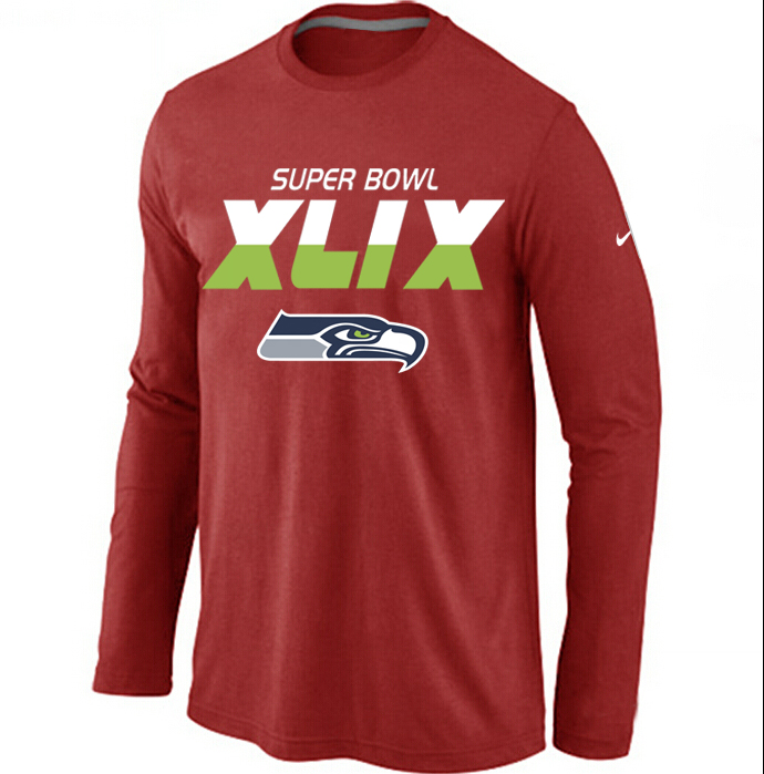Nike Seattle Seahawks 2015 Super Bowl XLIX Long Sleeve Red T-Shirts02