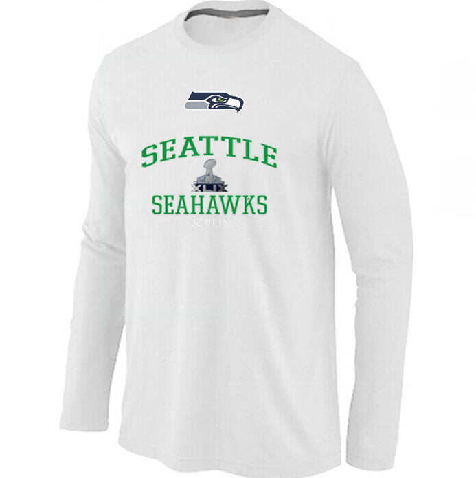 Nike Seattle Seahawks 2015 Super Bowl XLIX Long Sleeve White T-Shirts