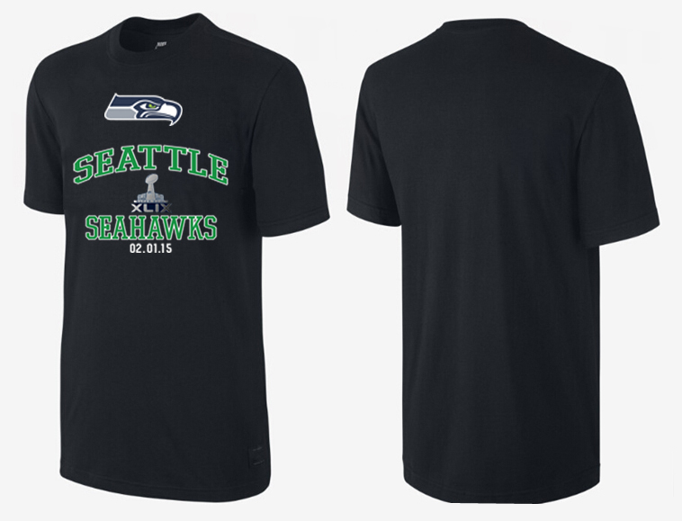 Nike Seattle Seahawks 2015 Super Bowl XLIX Black T-Shirts02
