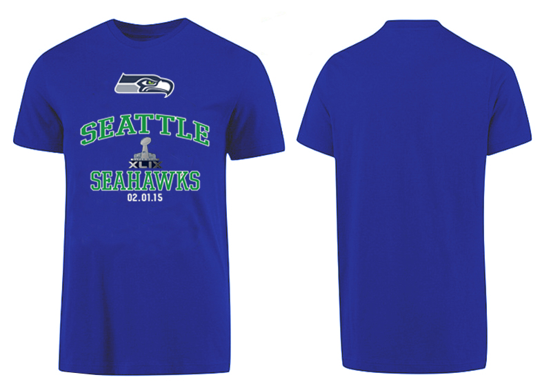 Nike Seattle Seahawks 2015 Super Bowl XLIX Blue T-Shirts02