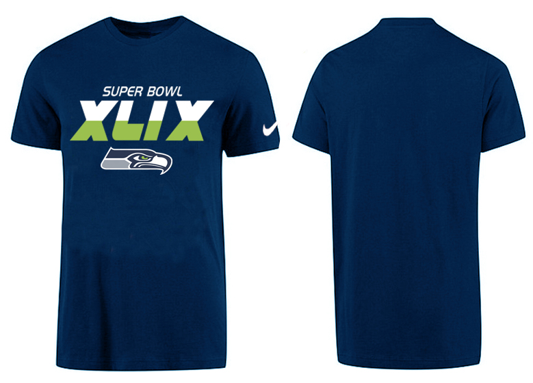 Nike Seattle Seahawks 2015 Super Bowl XLIX Navy Blue T-Shirts