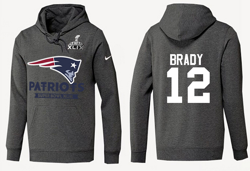 Nike Patriots 12 Brady D.Grey 2015 Super Bowl XLIX Pullover Hoodies