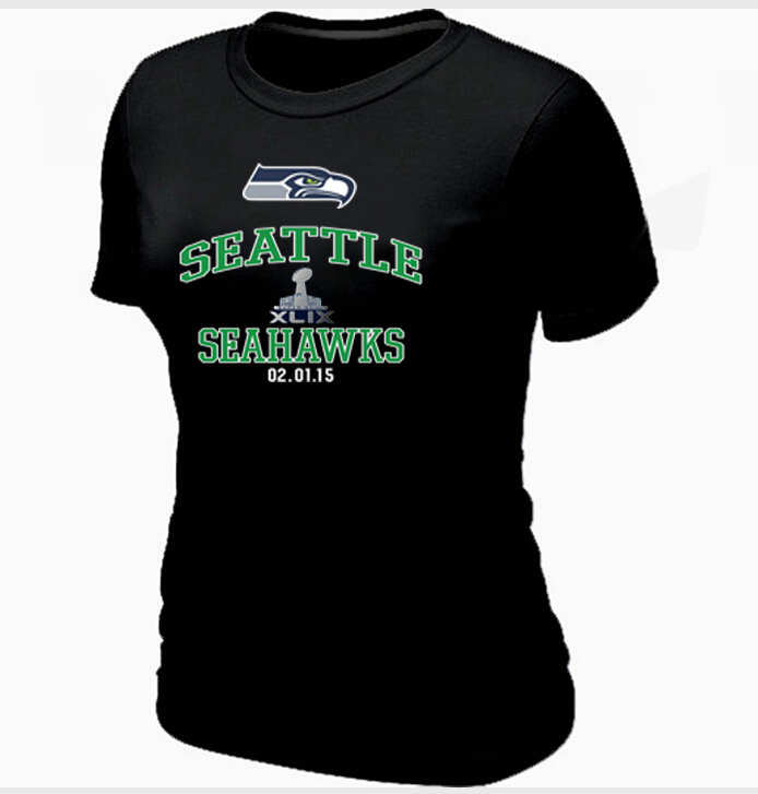Nike Seattle Seahawks 2015 Super Bowl XLIX Black Women T-Shirts02