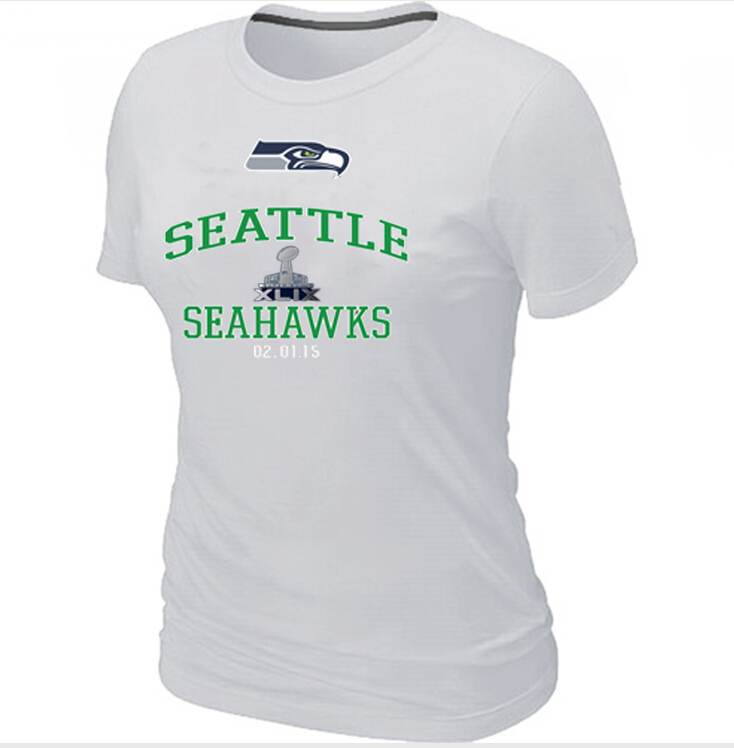 Nike Seattle Seahawks 2015 Super Bowl XLIX White Women T-Shirts02