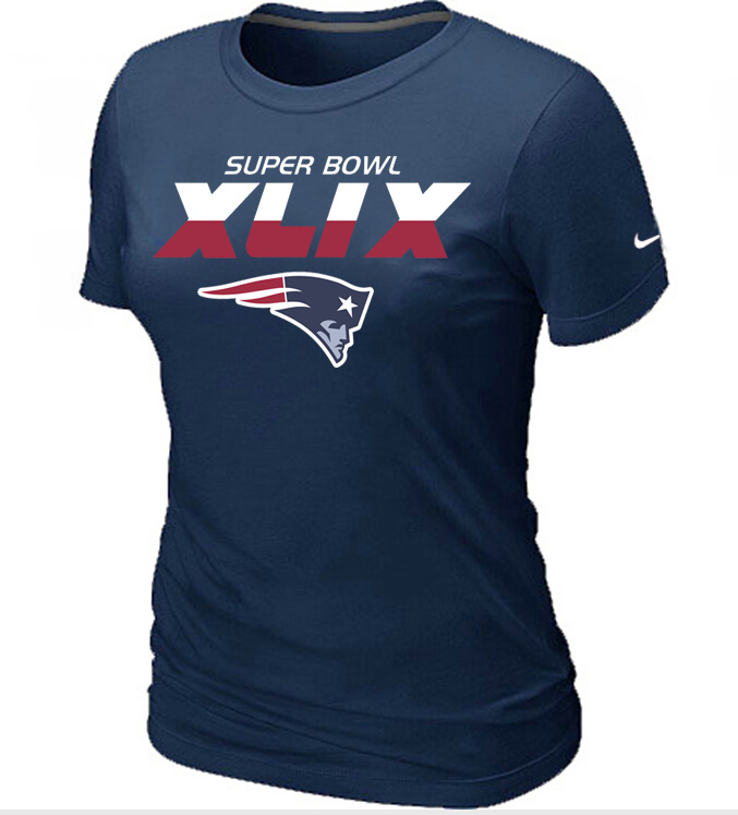 Nike Patriots 2015 Super Bowl XLIX D.Blue Women T-Shirts02