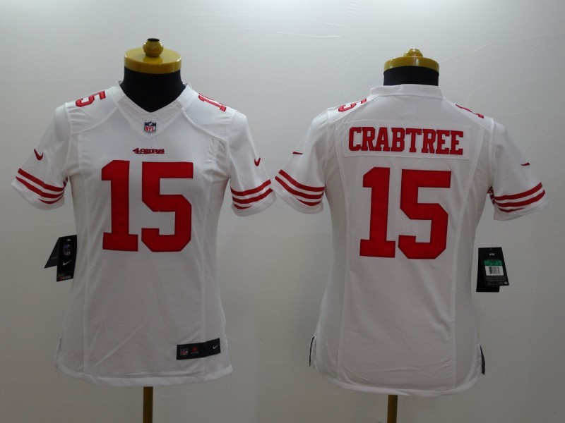Nike 49ers 15 Crabtree White Women Limited Jerseys