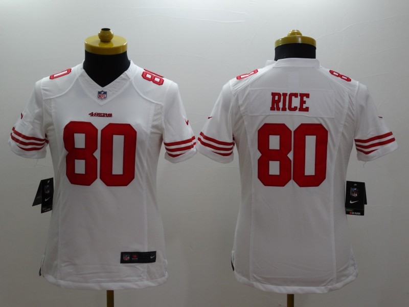 Nike 49ers 80 Rice White Women Limited Jerseys