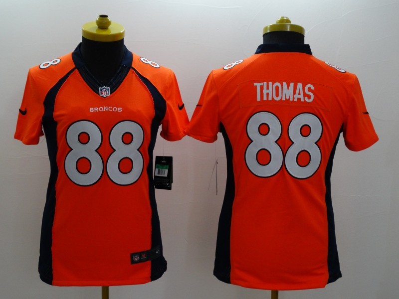 Nike Broncos 88 Thomas Orange Women Limited Jerseys