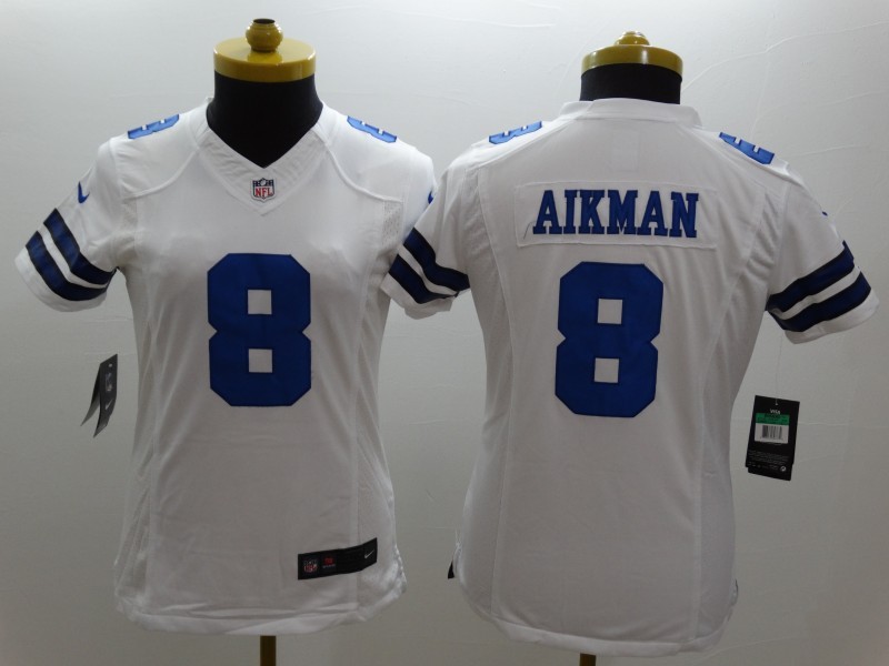 Nike Cowboys 8 Aikman White Women Limited Jerseys