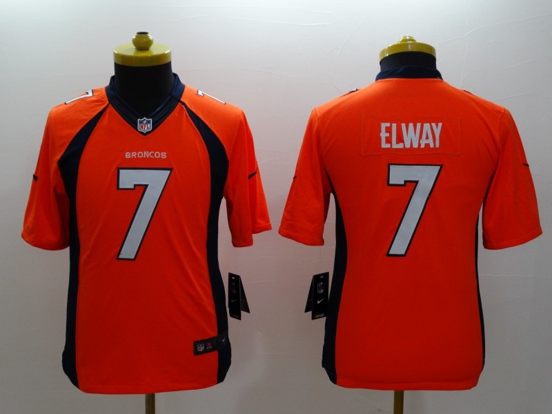 Nike Broncos 7 Elway Orange Kids Limited Jerseys