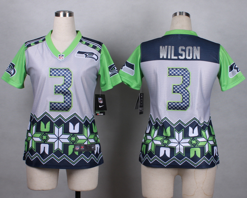Nike Seahawks 3 Wilson Noble Fashion Women Jerseys