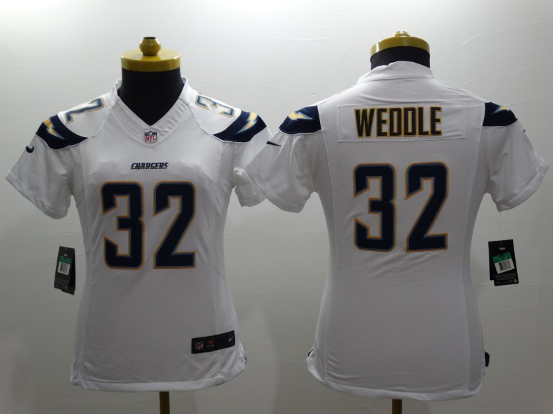 Nike Chargers 32 Weddle White Women Limited Jerseys