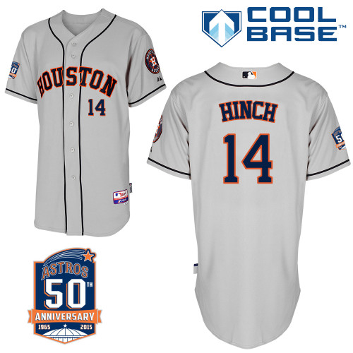 Astros 14 Hinch Grey 50th Anniversary Patch Cool Base Jerseys