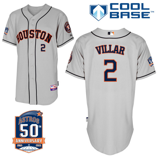 Astros 2 Villar Grey 50th Anniversary Patch Cool Base Jerseys