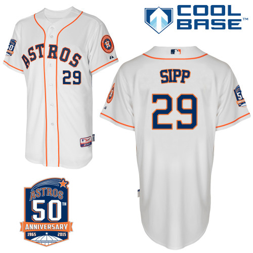 Astros 29 Sipp White 50th Anniversary Patch Cool Base Jerseys