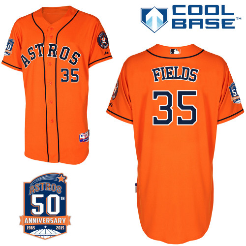 Astros 35 Fields Orange 50th Anniversary Patch Cool Base Jerseys