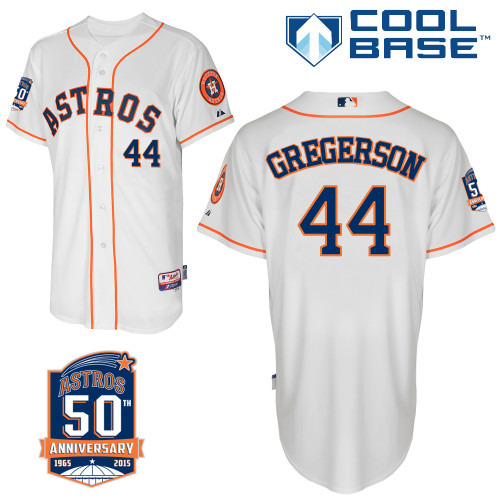 Astros 44 Gregerson White 50th Anniversary Patch Cool Base Jerseys