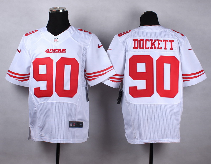 Nike 49ers 90 Darnell Dockett White Elite Jersey