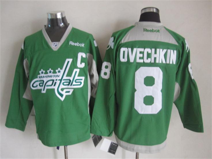 Capitals 8 Ovechkin Green Practice Jerseys