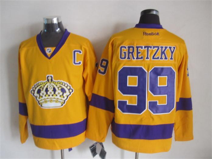 Kings 99 Gretzky Yellow Reebok Jerseys