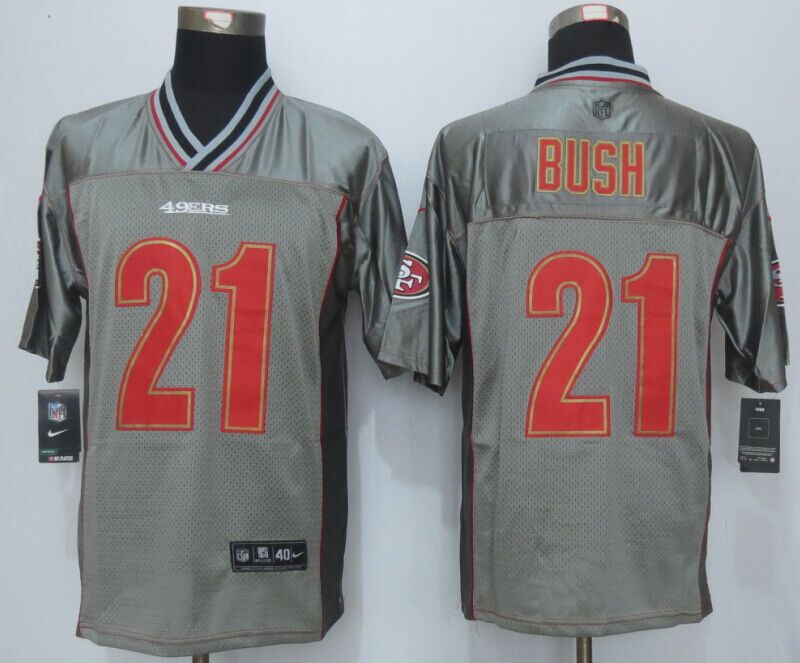 Nike 49ers 21 Reggie Bush Grey Vapor Elite Jersey