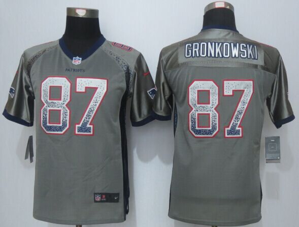 Nike Patriots 87 Gronkowski Grey Drift Fashion Youth Jersey