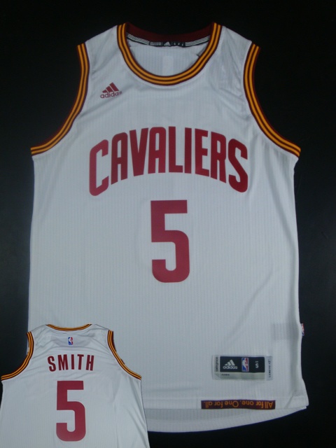 Cavaliers 5 J.R.Smith White 2014-15 Hot Printed New Rev 30 Jersey