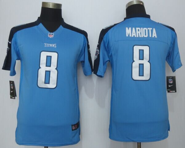 Nike Titans 8 Mariota Sky Blue Youth Limited Jersey