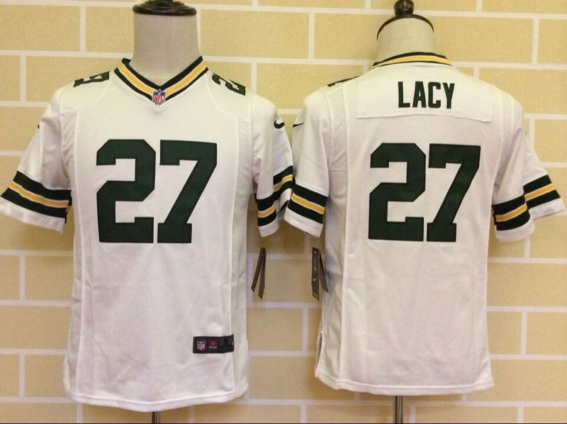 Nike Packers 27 Lacy White Youth Game Jersey