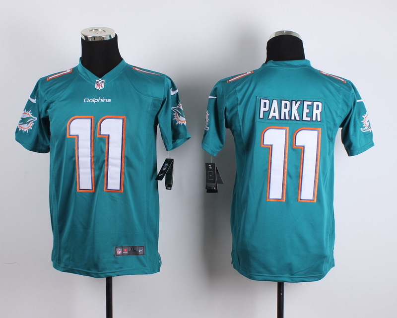 Nike Dolphins 11 DeVante Parker Green Youth Game Jersey