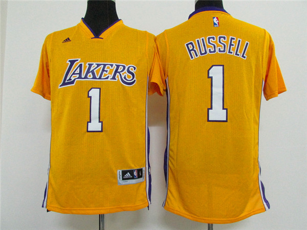 Lakers 1 D'Angelo Russell Yellow Short Sleeve Swingman Jersey